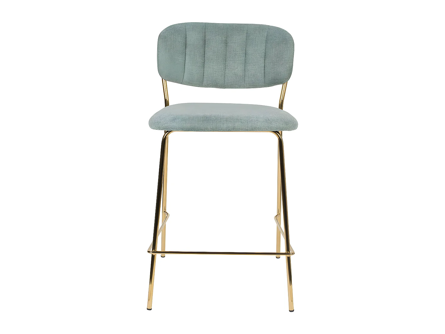Jolien - Lot de 2 tabourets de bar en tissu avec pieds dorés H65cm - Vert de gris