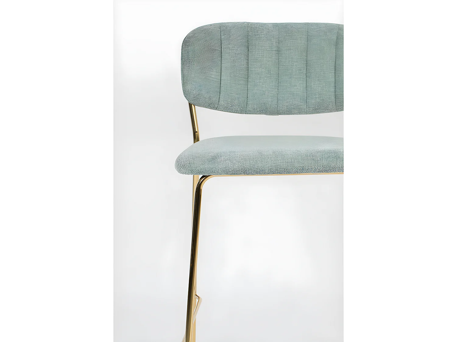 Jolien - Lot de 2 tabourets de bar en tissu avec pieds dorés H65cm - Vert de gris