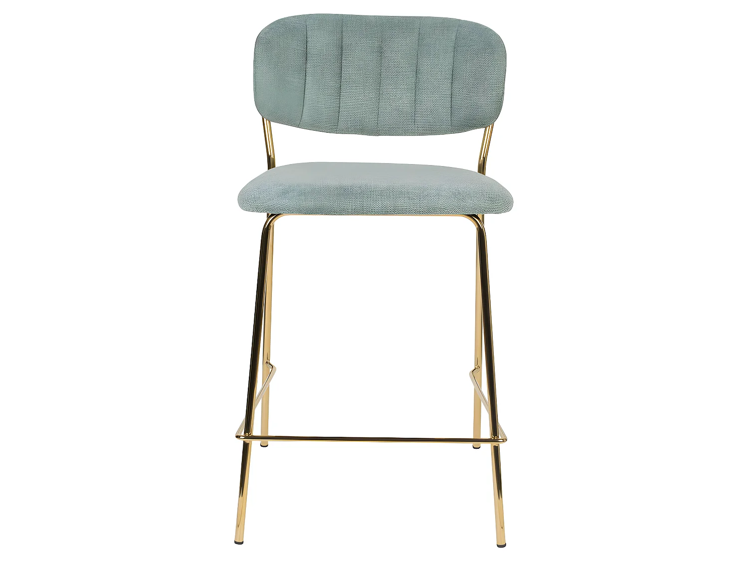 Jolien - Lot de 2 tabourets de bar en tissu avec pieds dorés H65cm - Vert de gris