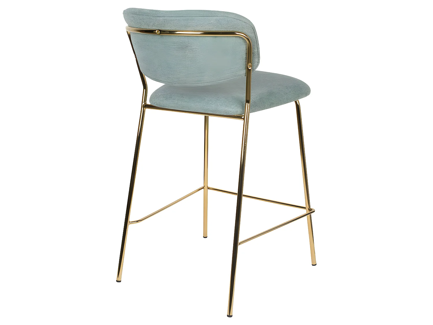 Jolien - Lot de 2 tabourets de bar en tissu avec pieds dorés H65cm - Vert de gris