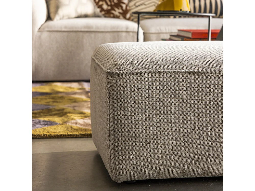Noor - Pouf pour canapé modulable en tissu - Naturel chiné