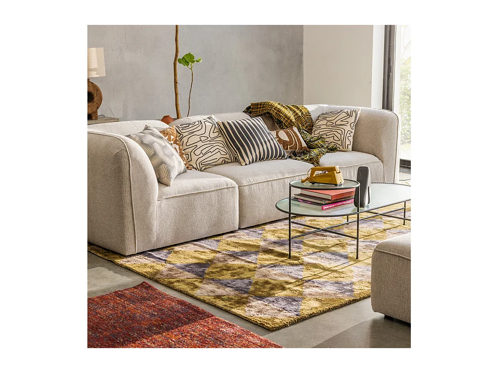 Noor - Chauffeuse pour canapé modulable en tissu - Naturel chiné