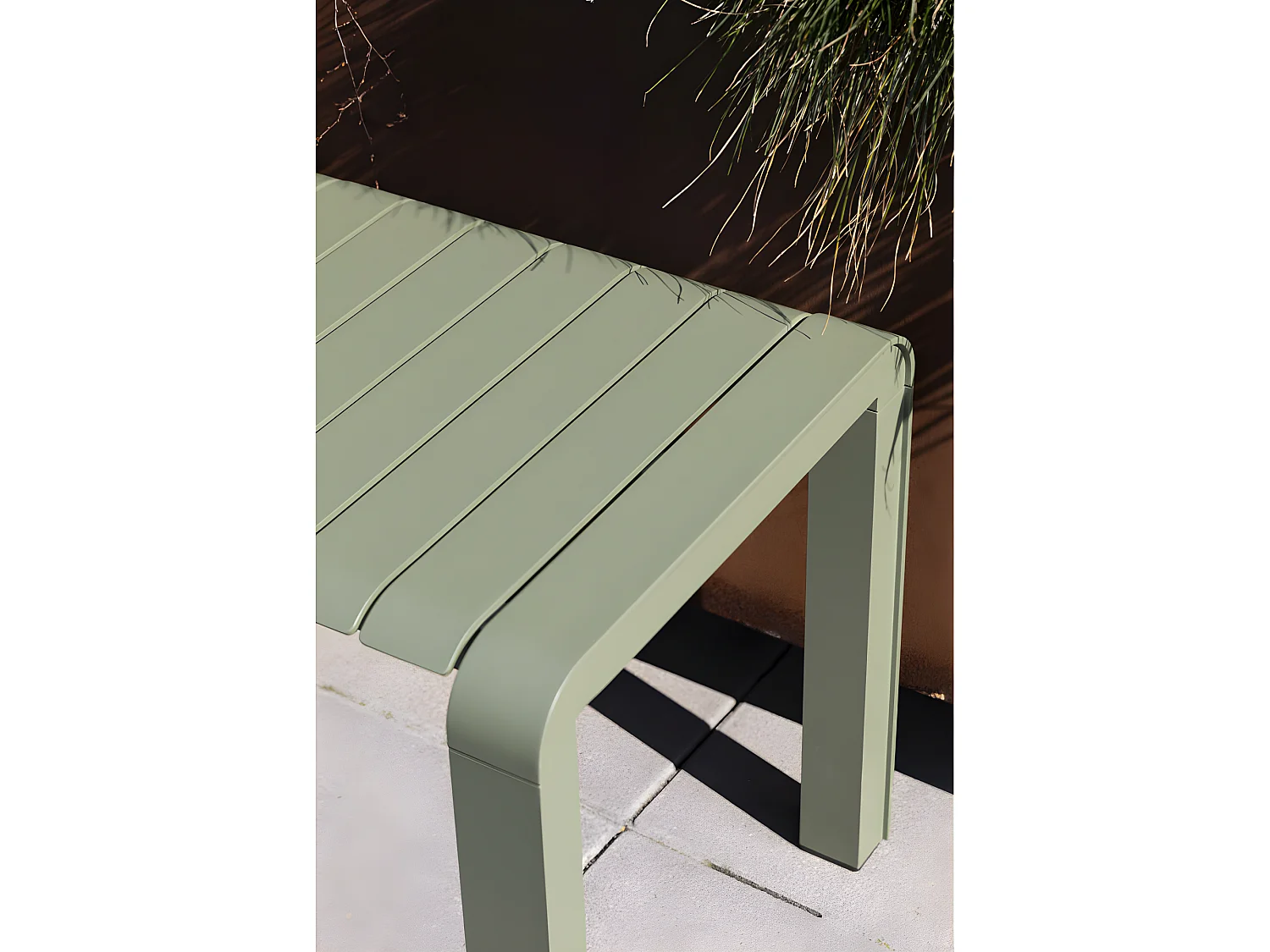 Vondel - Banc de jardin en métal 175x45cm - Vert de gris