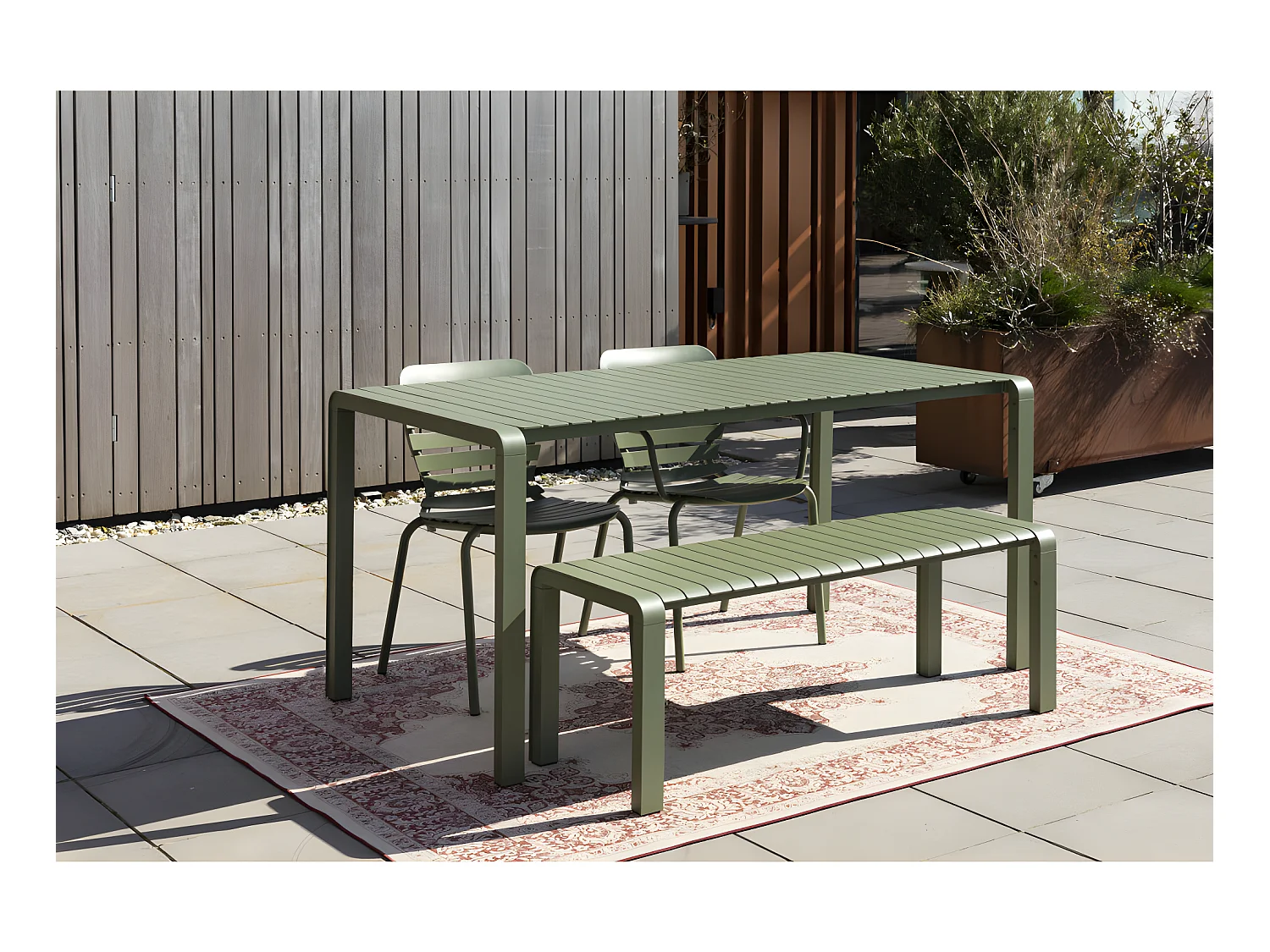 Vondel - Banc de jardin en métal 129,5x45cm - Vert de gris