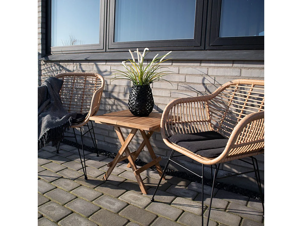 Bilbao - Table basse de jardin carrée en teck - Couleur - Bois clair