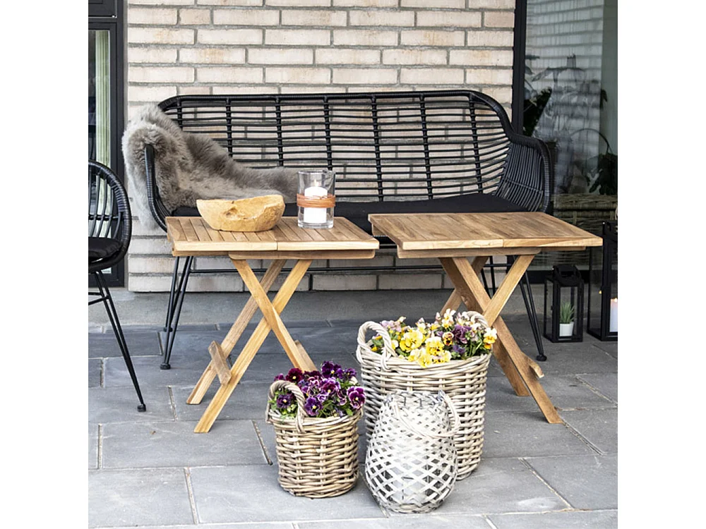 Bilbao - Table basse de jardin carrée en teck - Couleur - Bois clair