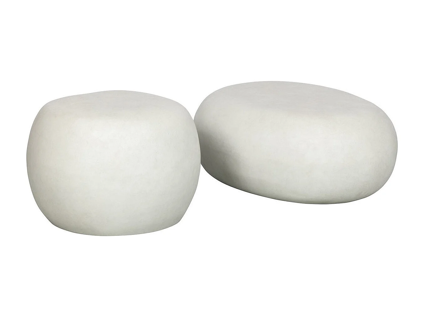 PEBBLE - Table basse en fibre de terre cuite au style béton blanc