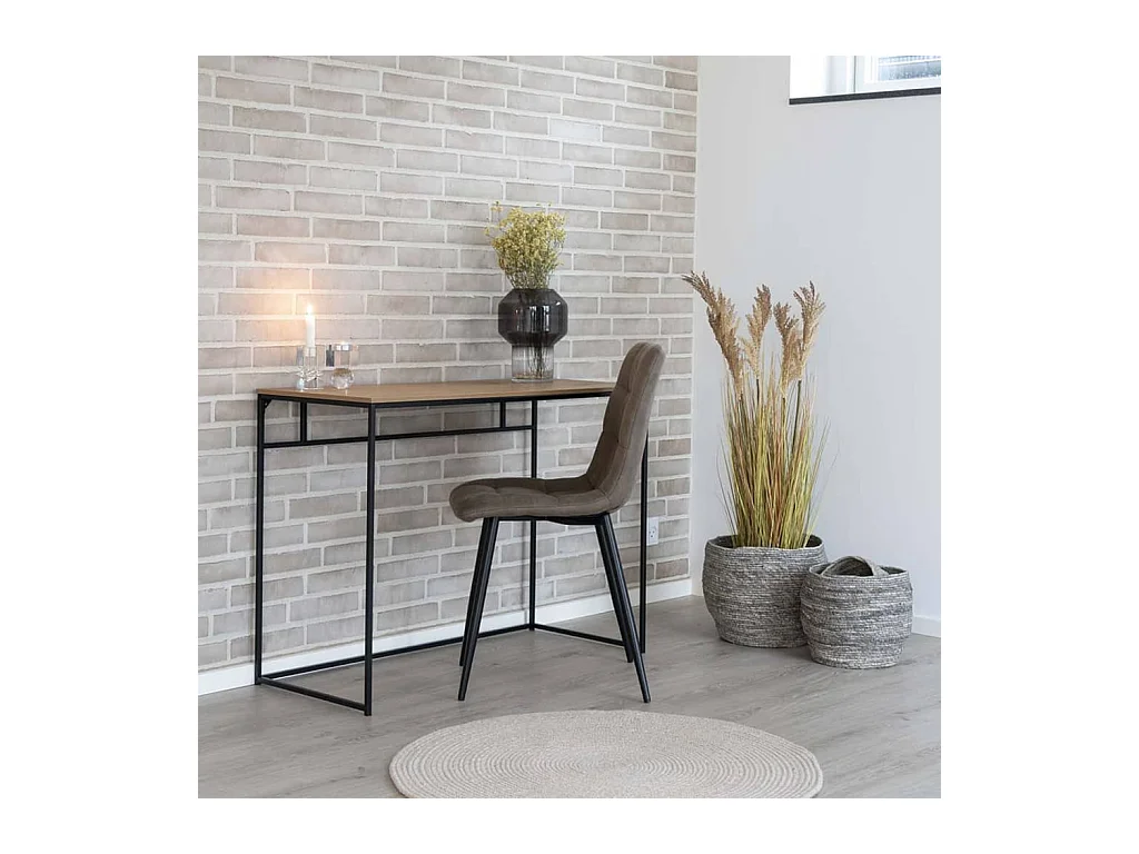 Escritorio Vita negro, decoración roble.