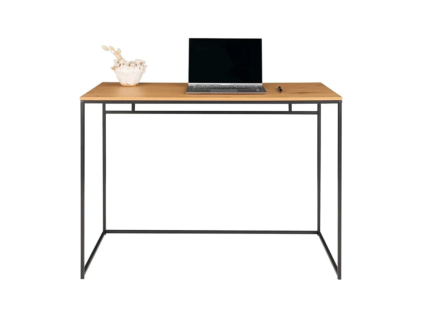 Escritorio Vita negro, decoración roble.