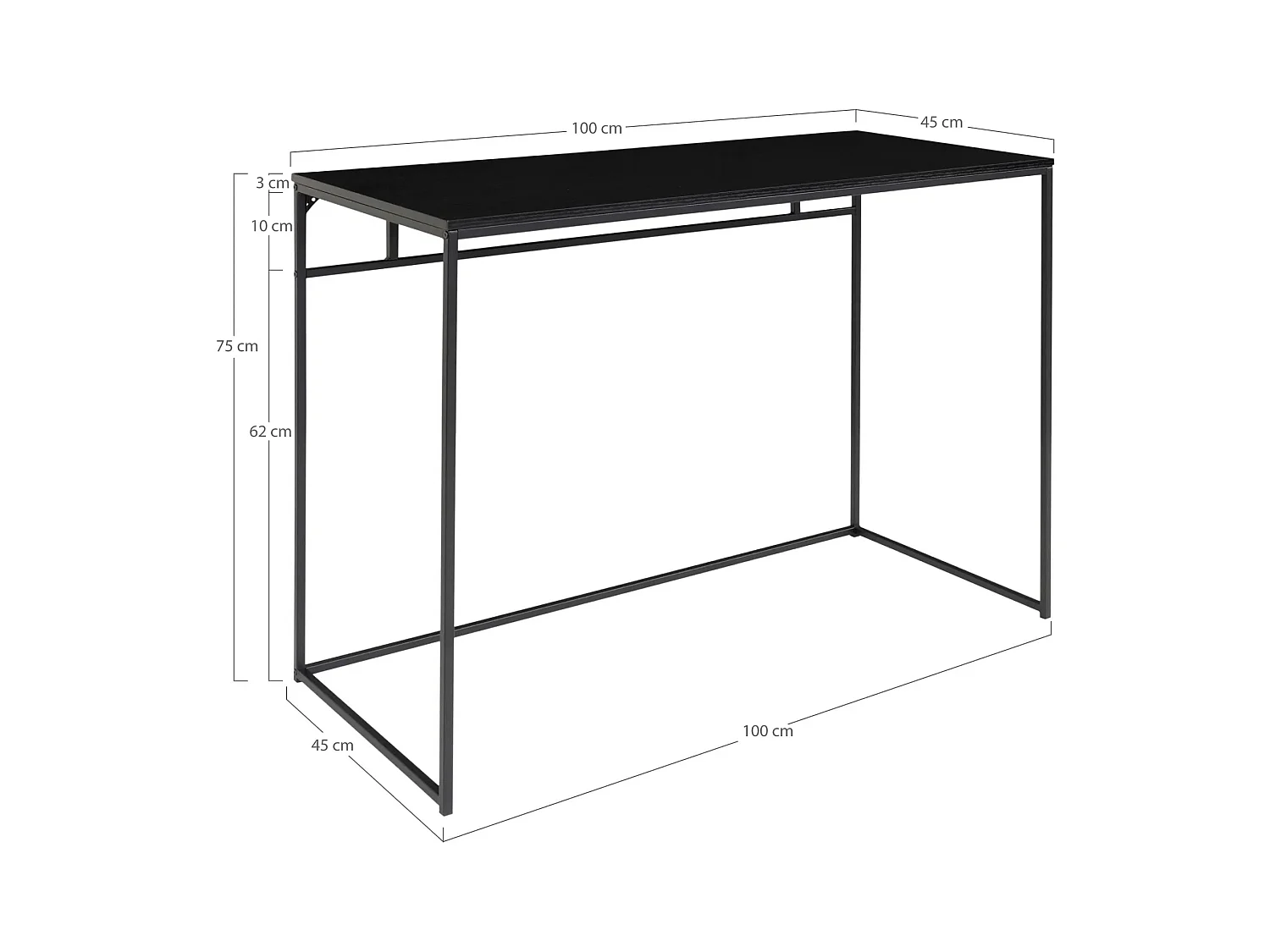 Escritorio Vita negro, decoración roble.