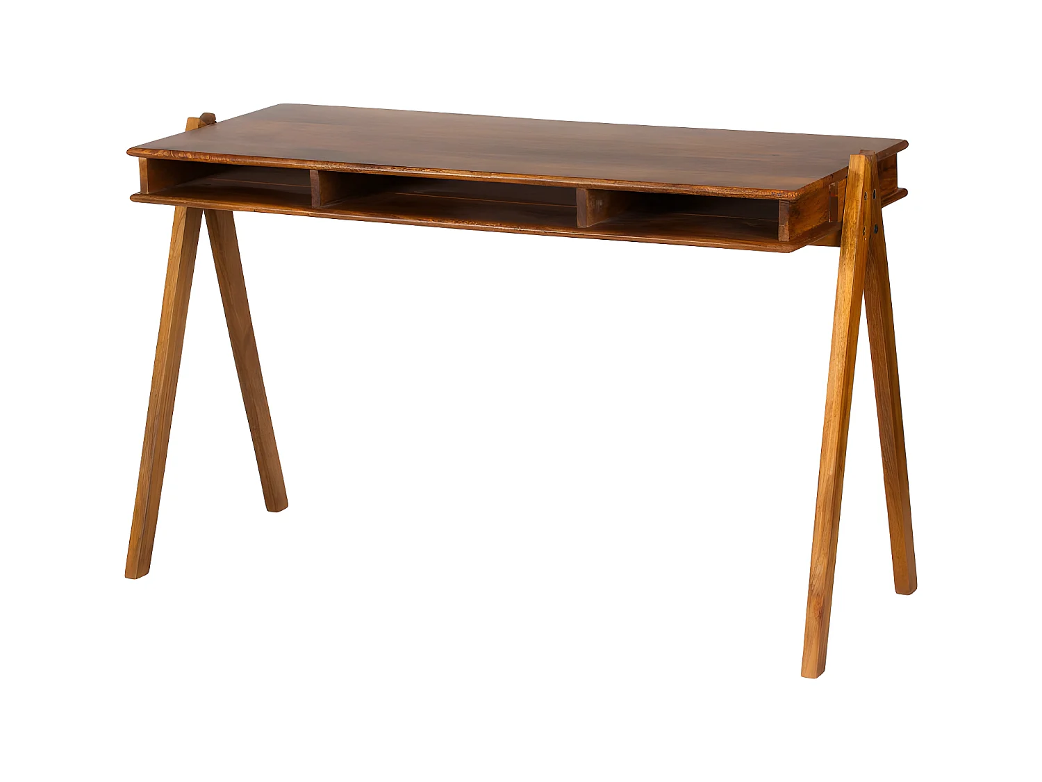 Compartment - Bureau en bois 3 niches L120cm - Marron