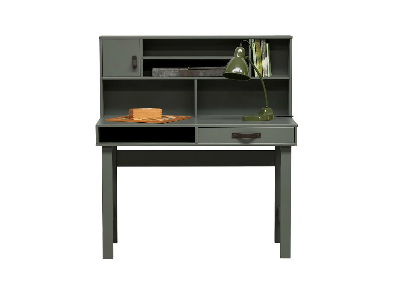 Stage - Bureau avec multiples rangements en bois - Vert kaki