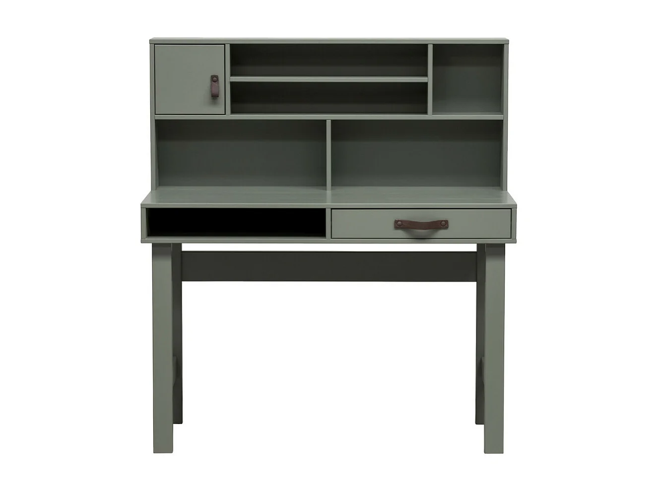 Stage - Bureau avec multiples rangements en bois - Vert kaki