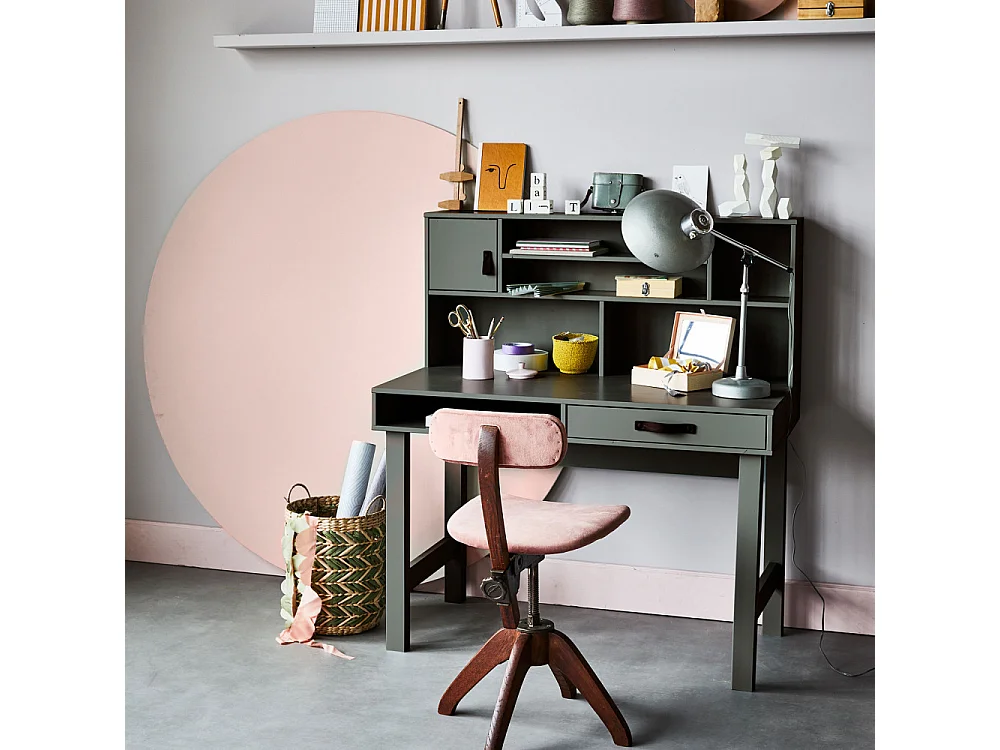 Stage - Bureau avec multiples rangements en bois - Vert kaki