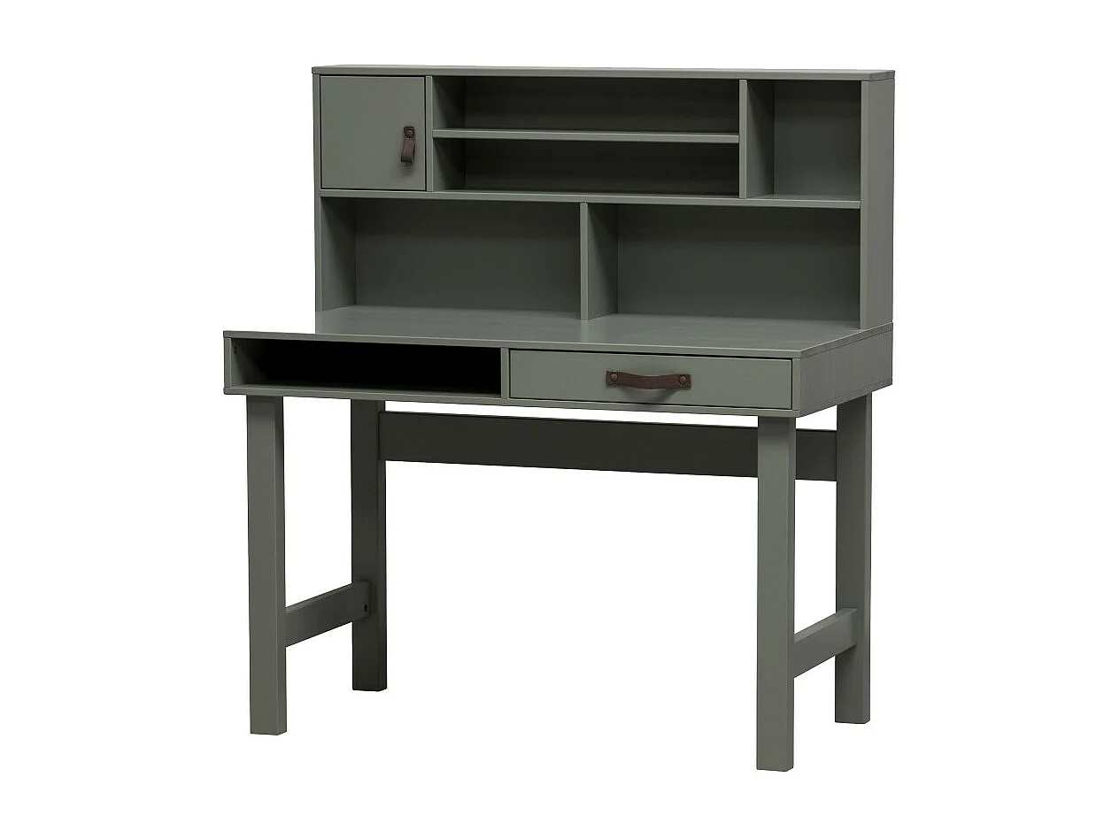 Stage - Bureau avec multiples rangements en bois - Vert kaki