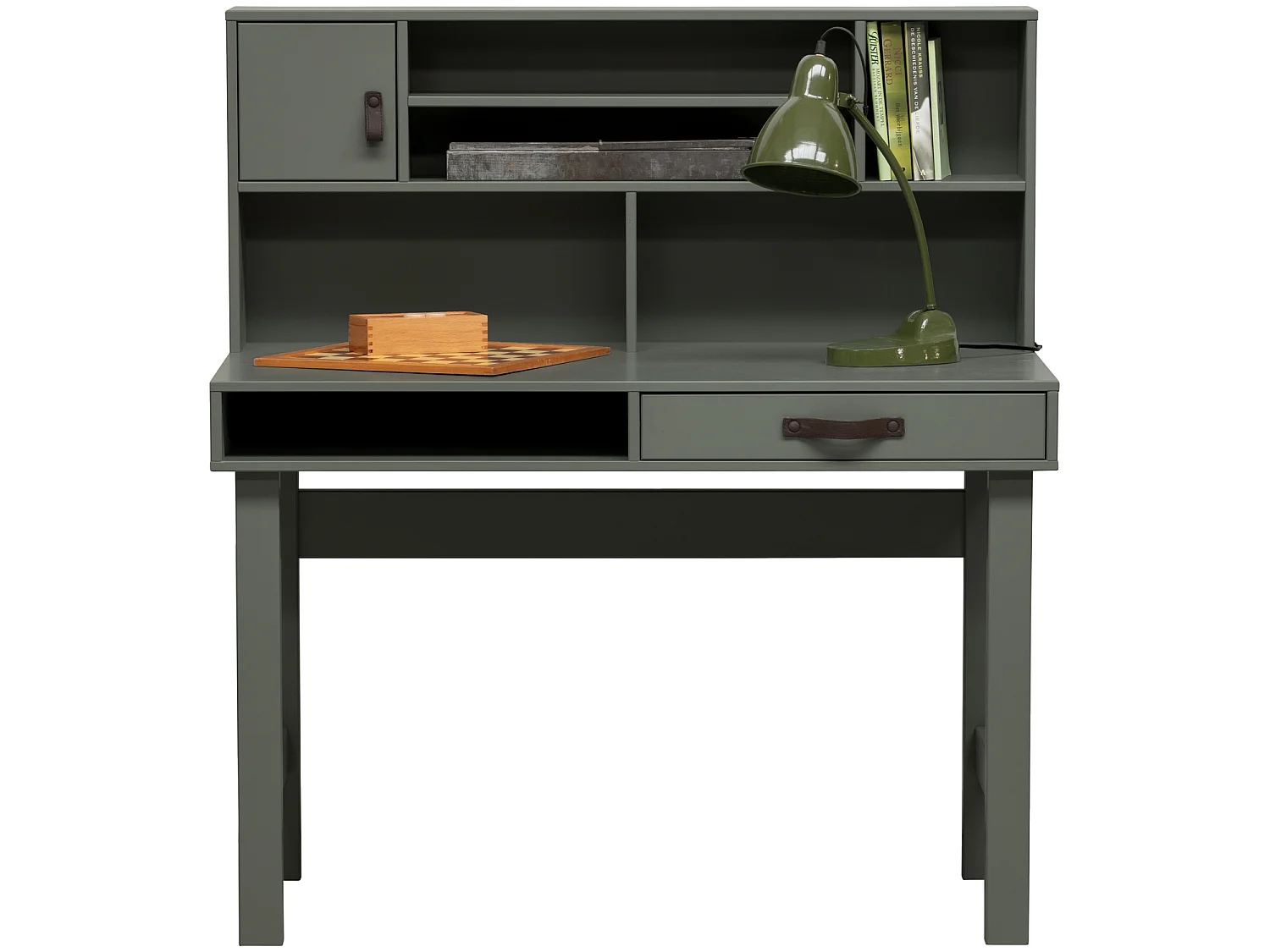 Stage - Bureau avec multiples rangements en bois - Vert kaki