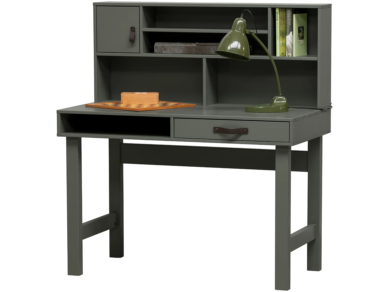 Stage - Bureau avec multiples rangements en bois - Vert kaki