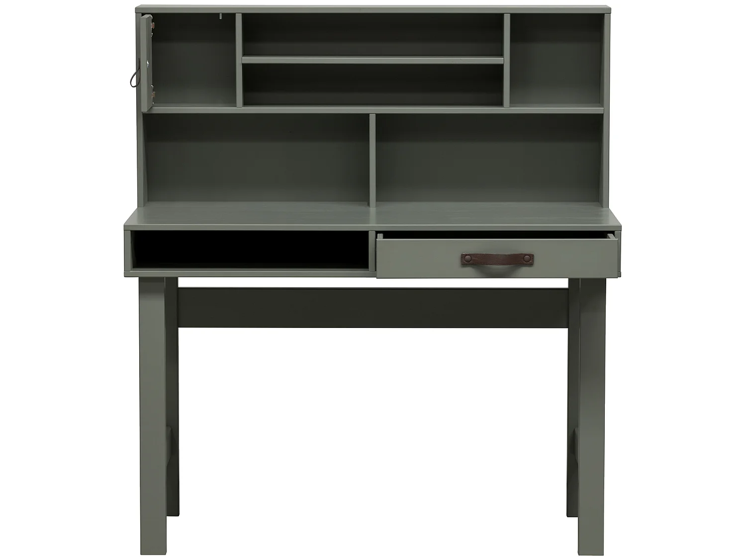 Stage - Bureau avec multiples rangements en bois - Vert kaki