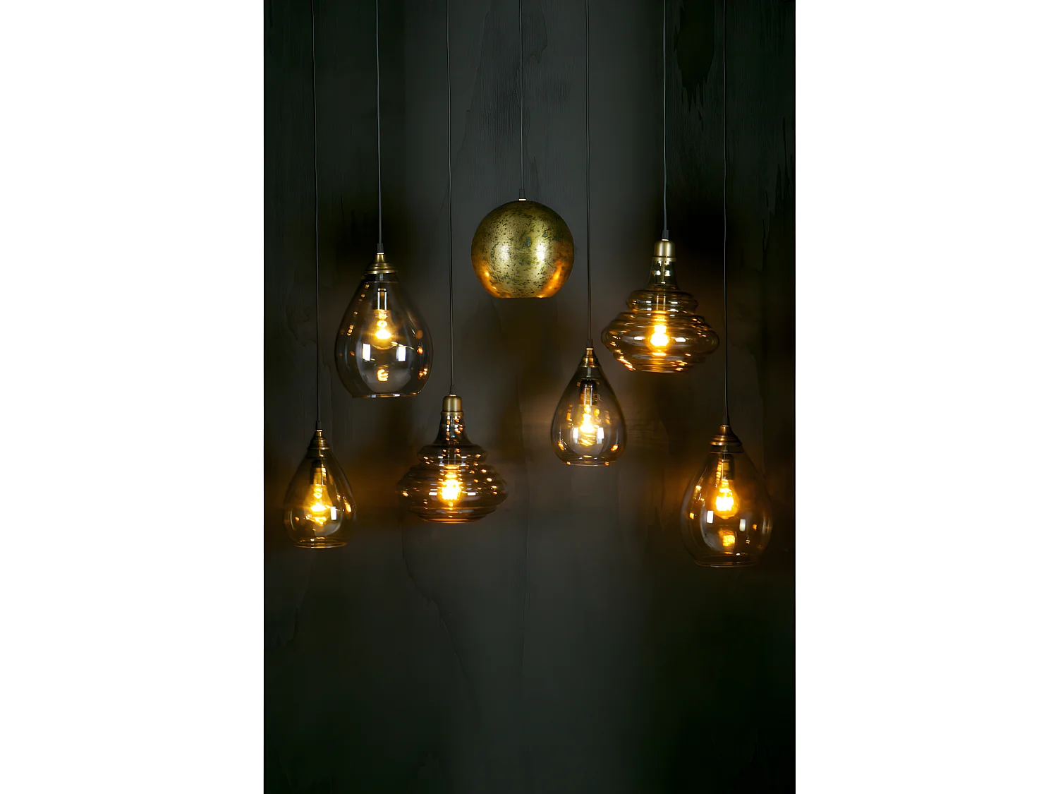 Pure - Suspension en laiton et verre vintage - Marron