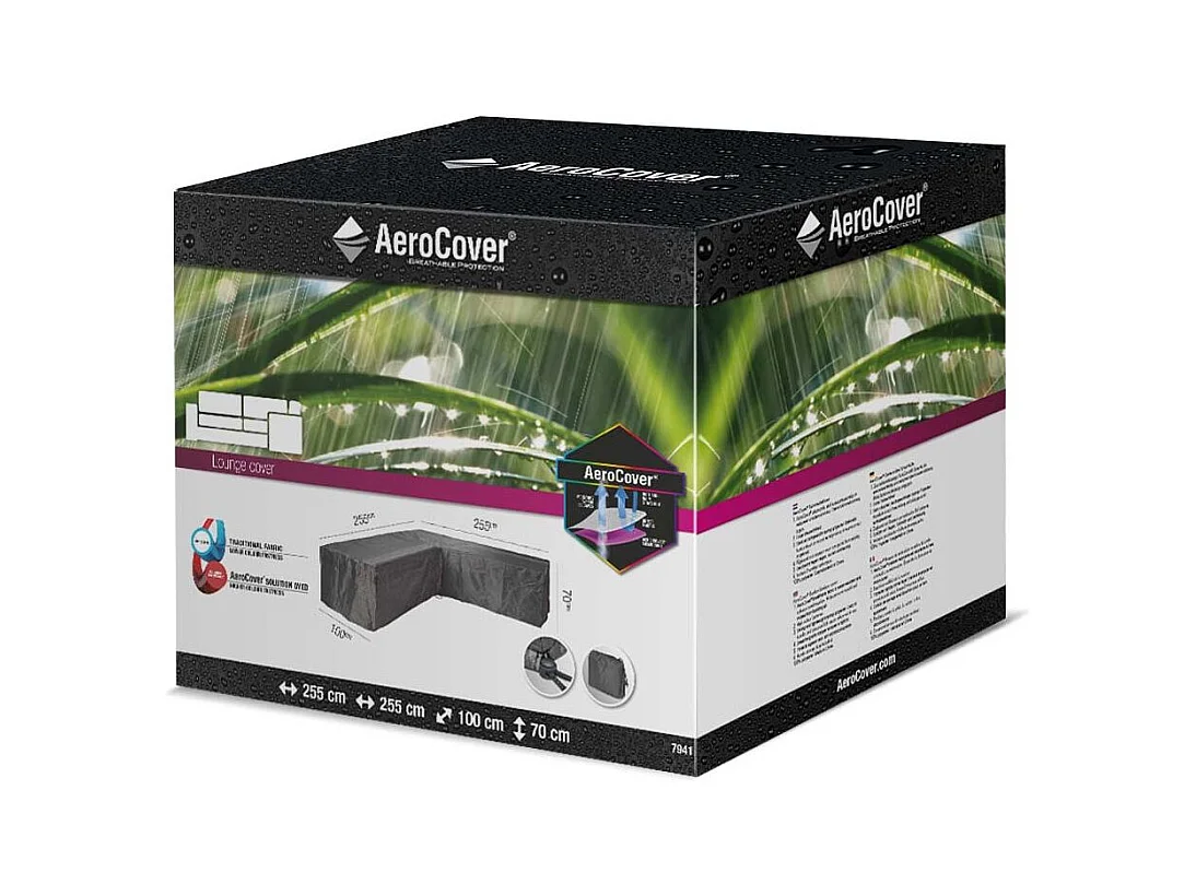 Housse de protection respirante pour ensemble de mobilier extérieur Pour ensemble mobilier angle 255x255x100xH70 cm