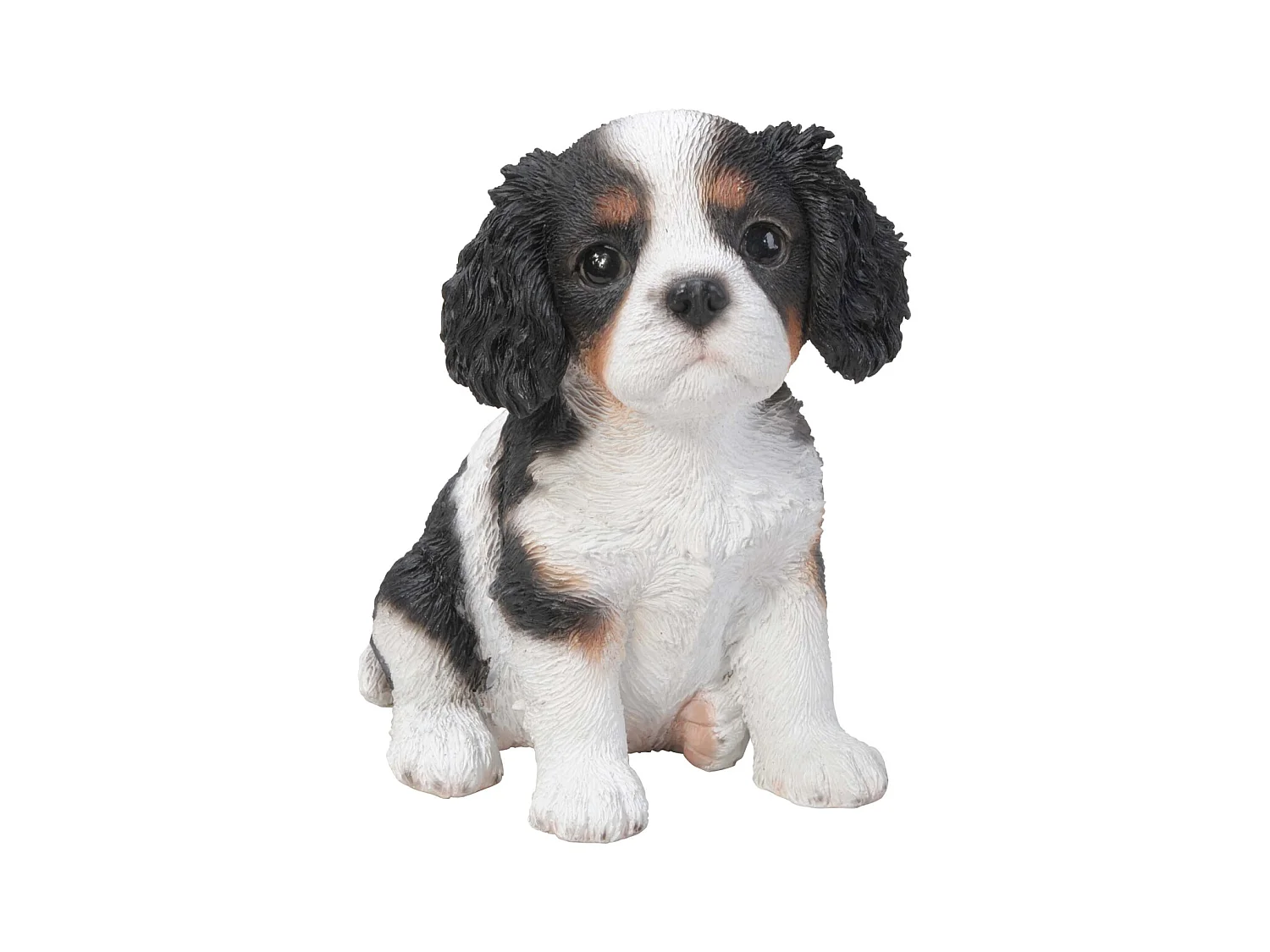 Chiot king charles assis en résine 15 cm