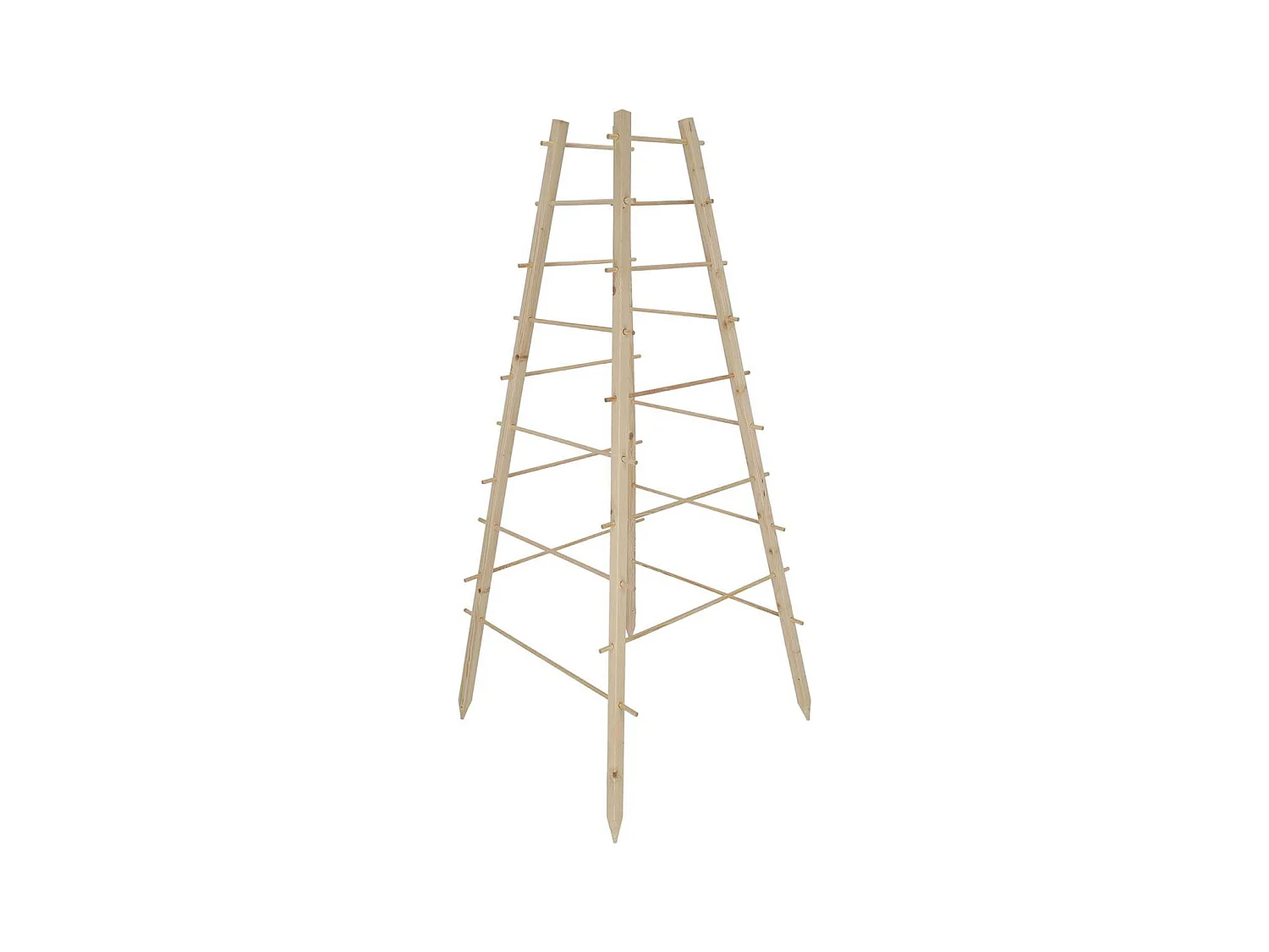 Support en bois de pin pour plantes 4 piquets Pyramide