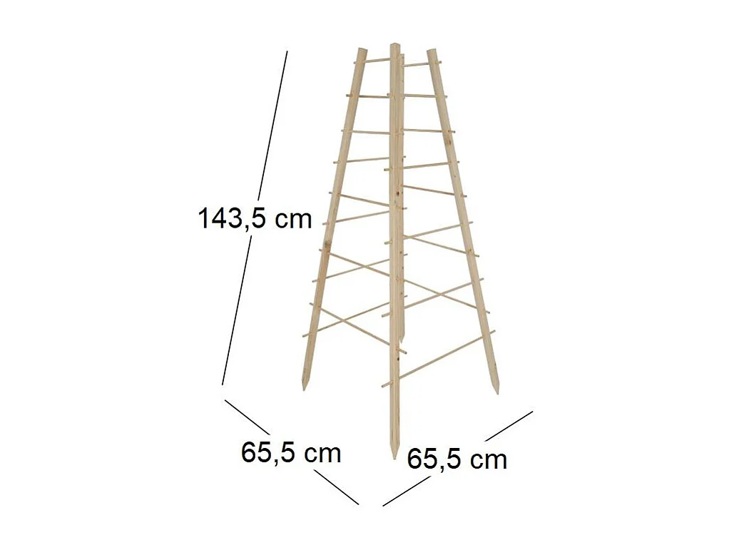 Pflanzenständer aus Kiefernholz 4 Pyramidenpfähle