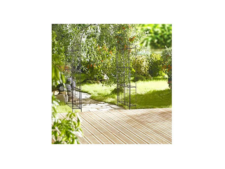 Arche de jardin pour plante grimpante en métal vieilli