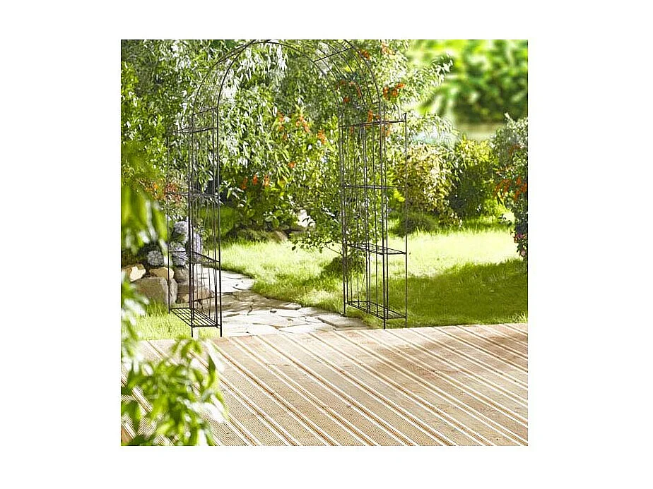 Arche de jardin pour plante grimpante en métal vieilli