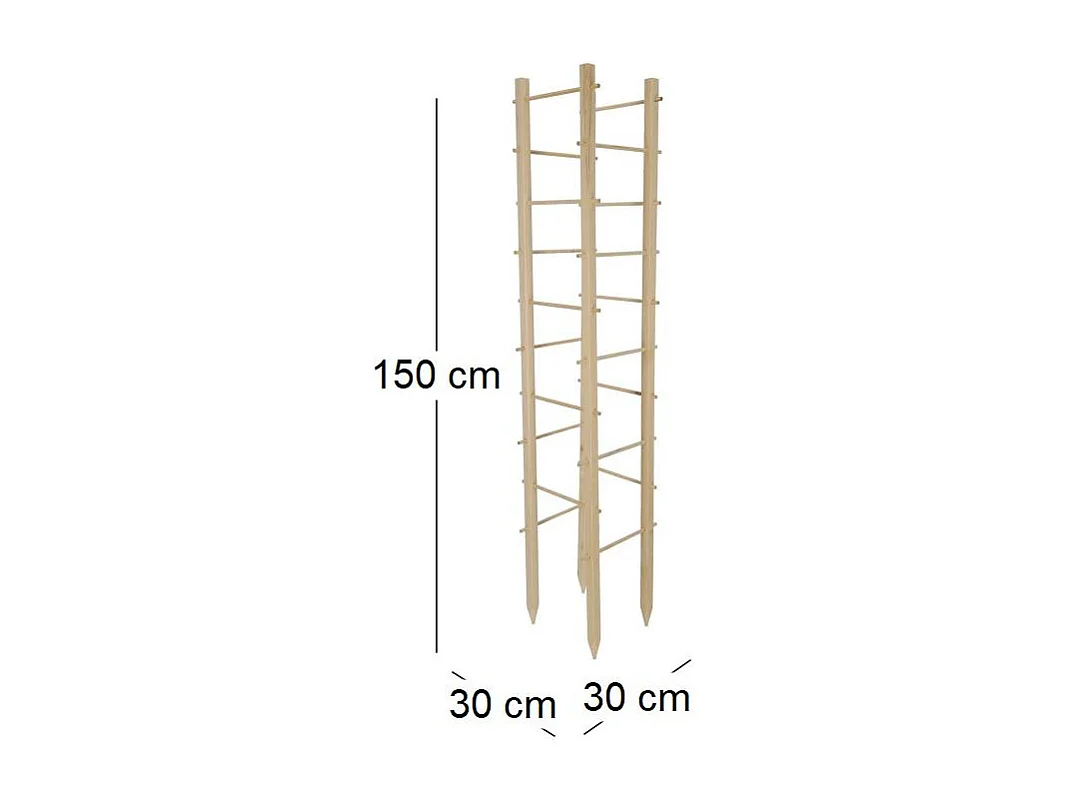 Support en bois de pin pour plantes 4 piquets Tour