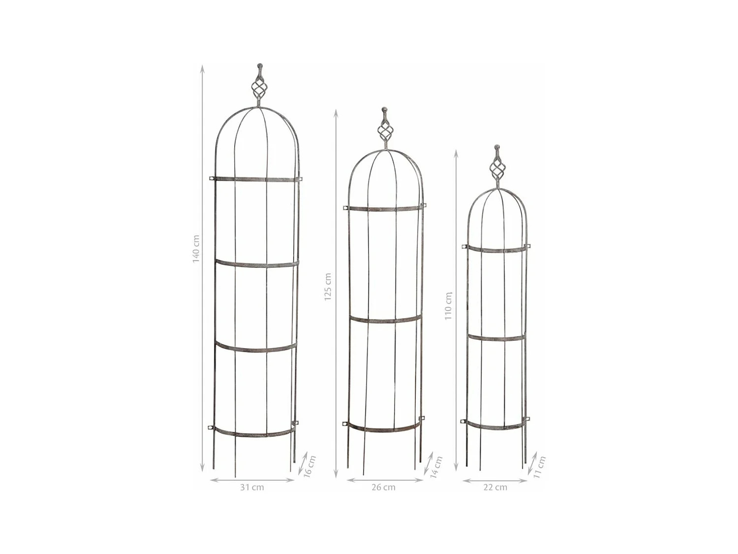 Treillis déco en métal vieilli (Lot de 3)