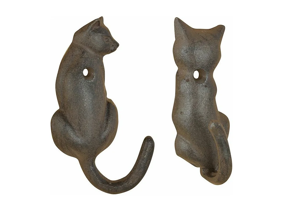 Patère queue d'animal en fonte (Lot de 2) Chat