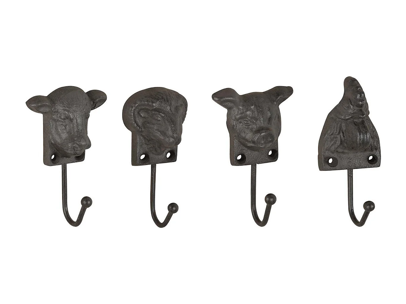 Patère animaux de la ferme en fonte (Lot de 4)