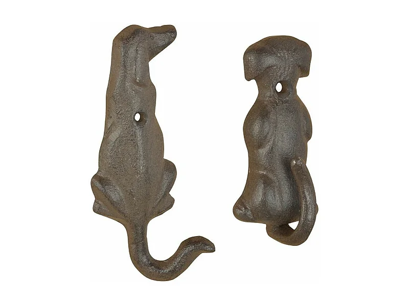 Patère queue d'animal en fonte (Lot de 2) Chien