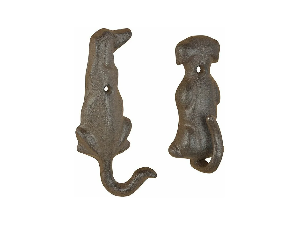Patère queue d'animal en fonte (Lot de 2) Chien