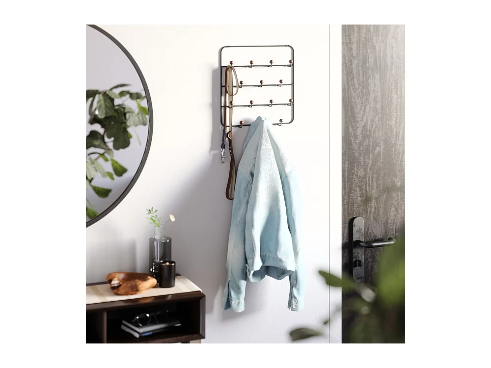 Patère 14 crochets fixation murale ou dessus de porte Estique