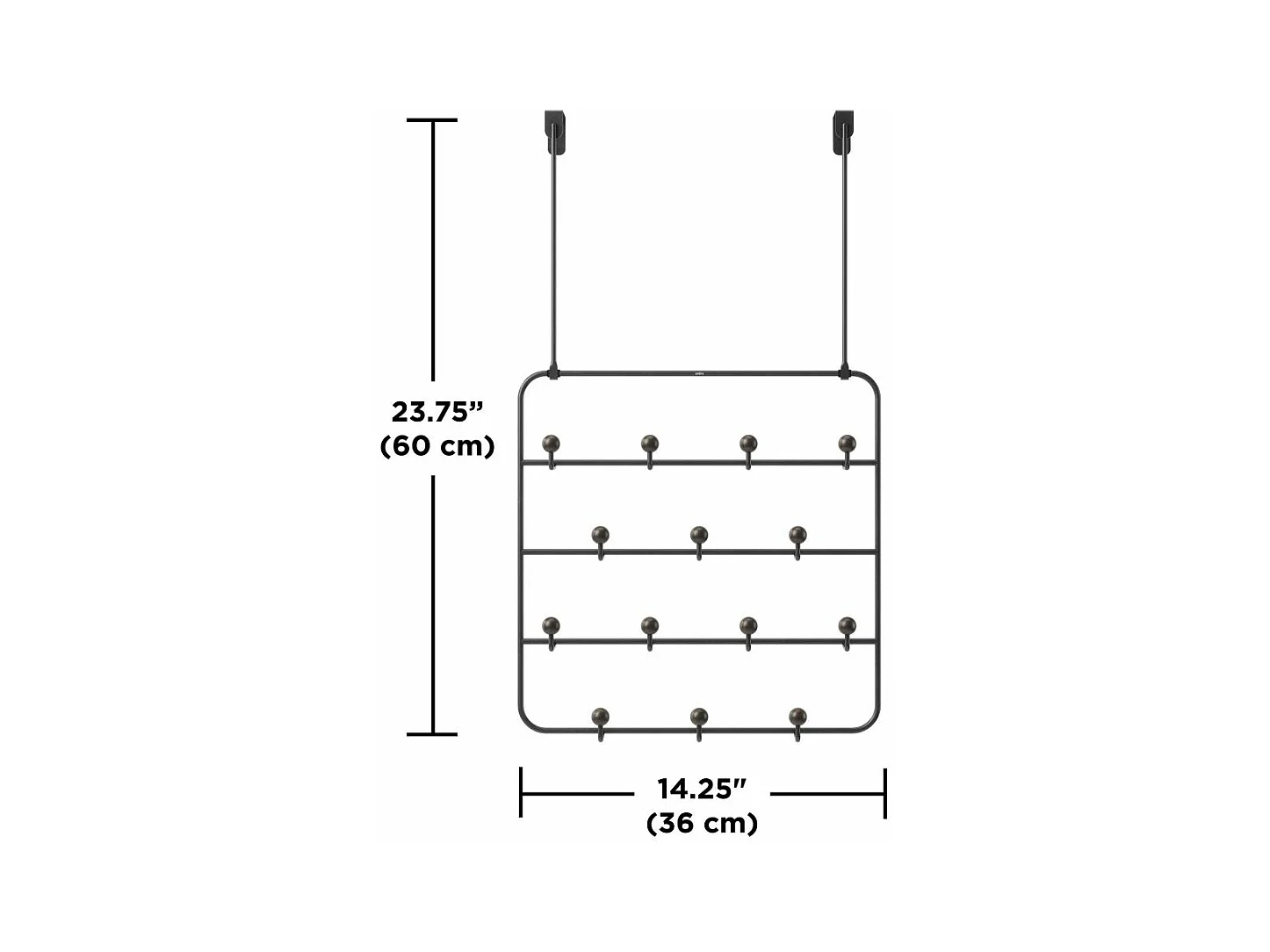 Patère 14 crochets fixation murale ou dessus de porte Estique