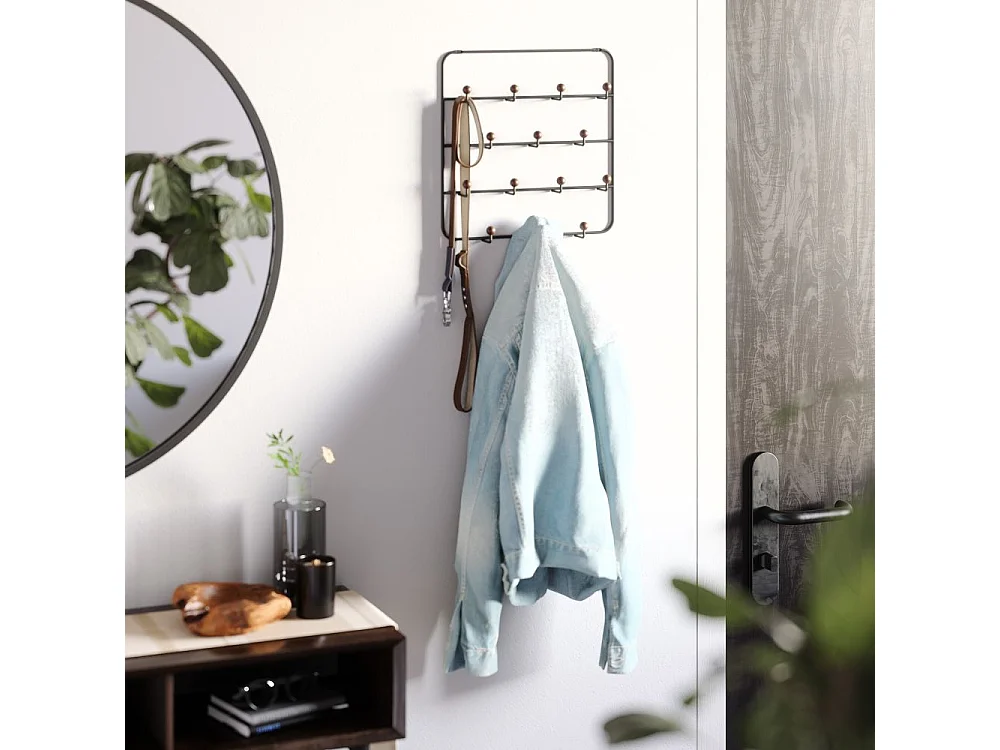 Patère 14 crochets fixation murale ou dessus de porte Estique