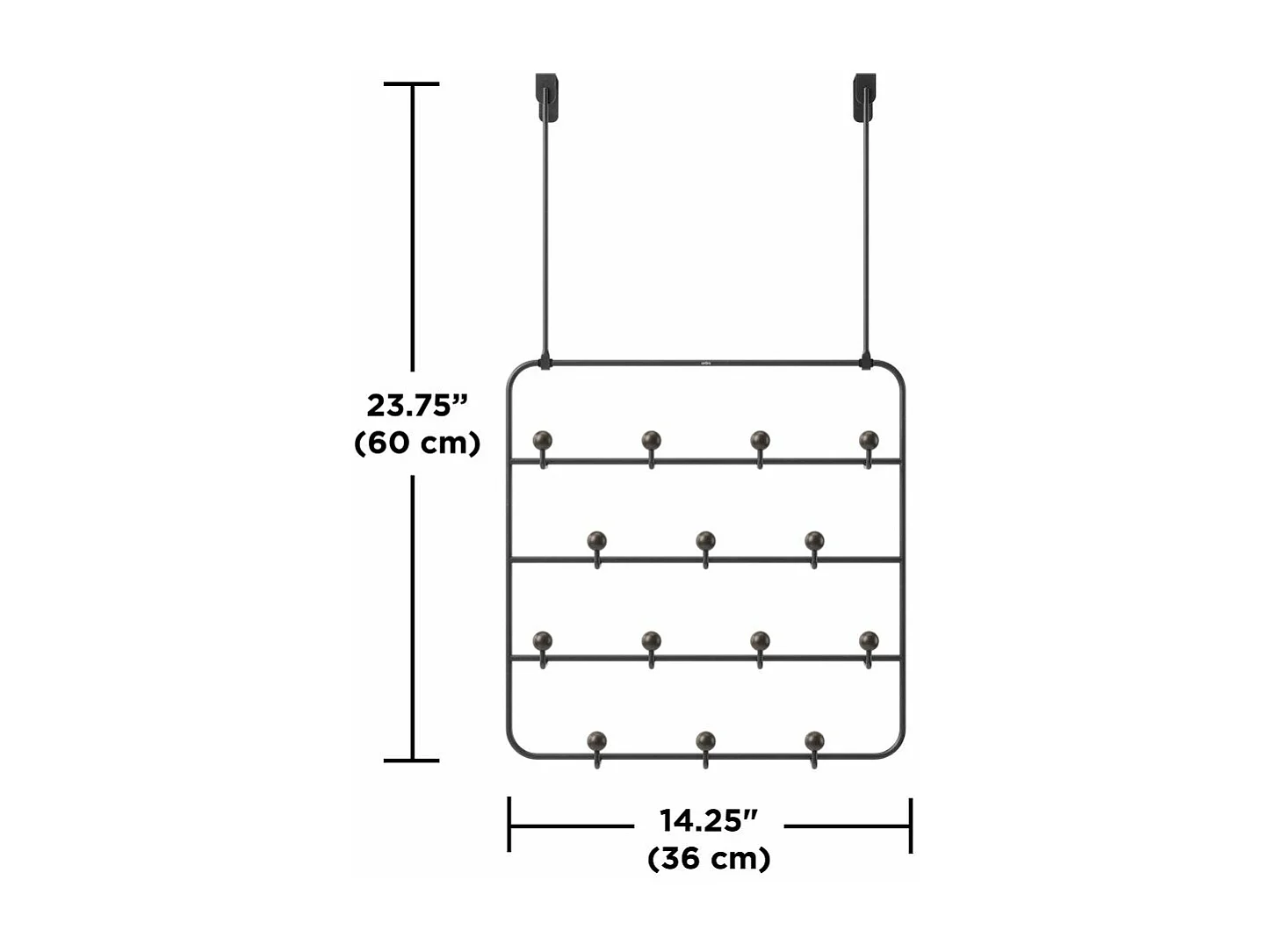 Patère 14 crochets fixation murale ou dessus de porte Estique