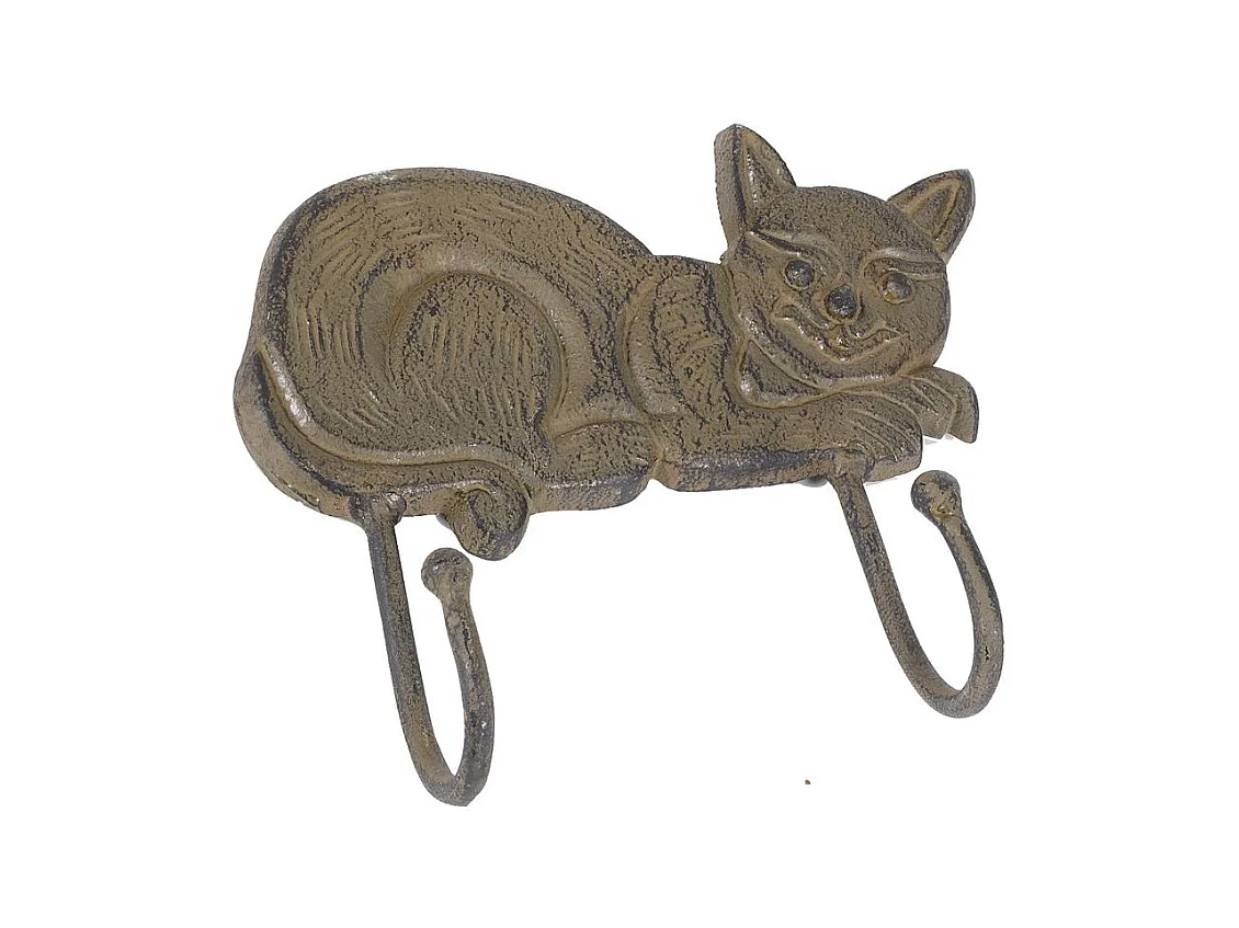 Patère chat en métal vieilli