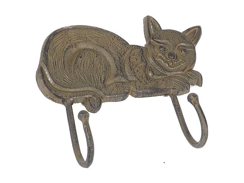 Patère chat en métal vieilli