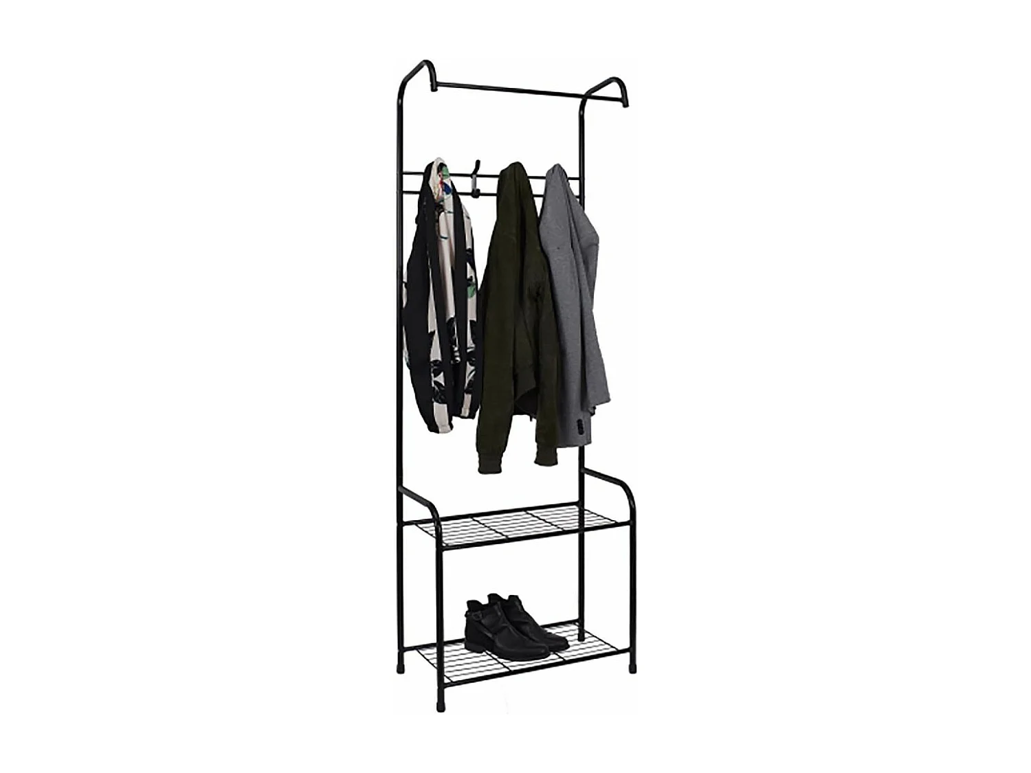 Penderie Dentree Crochets 2 Etages 61x30x170cm Noir