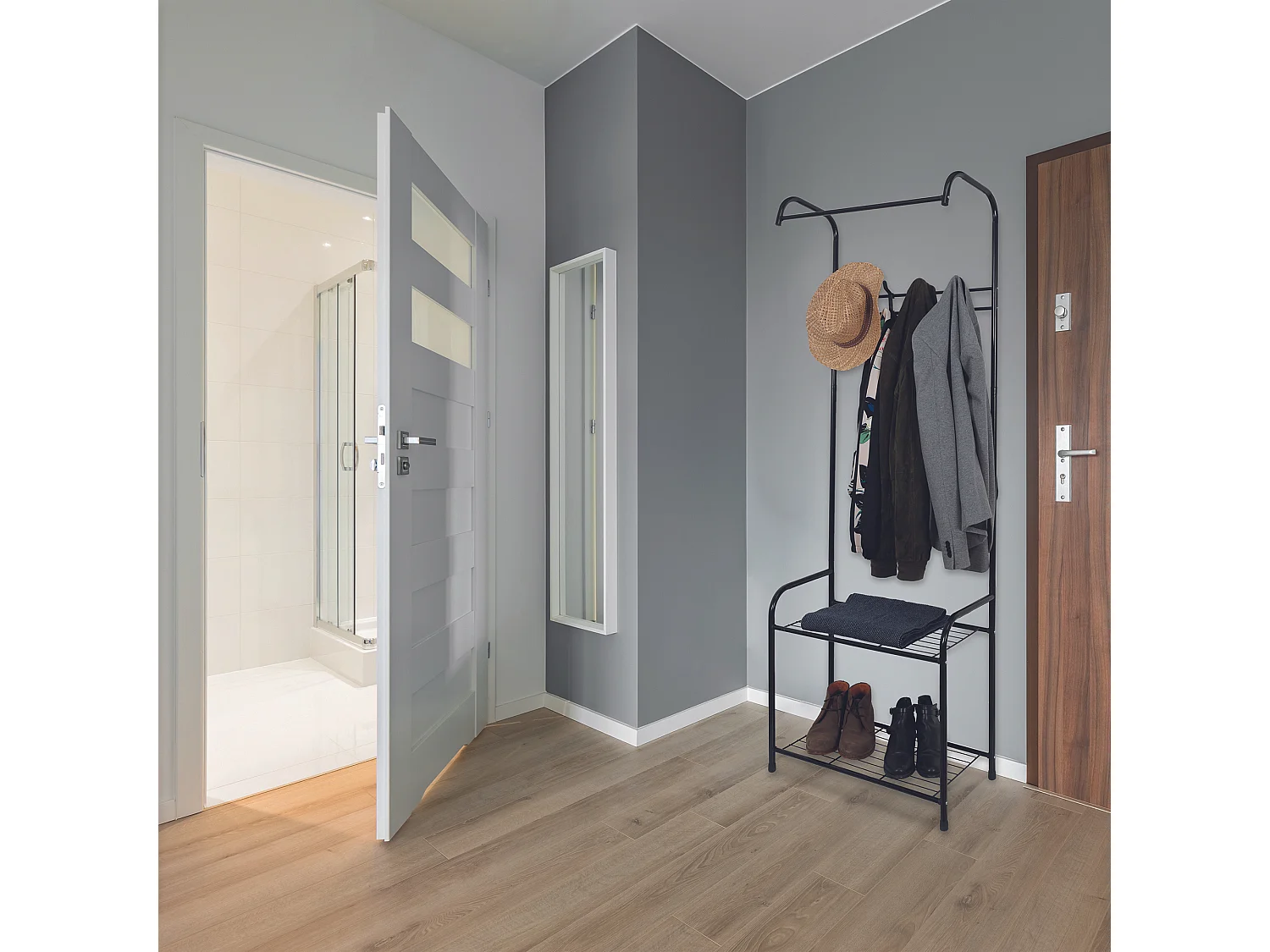 Meuble d'Entrée Vestiaire "2 Niveaux" 170cm Noir