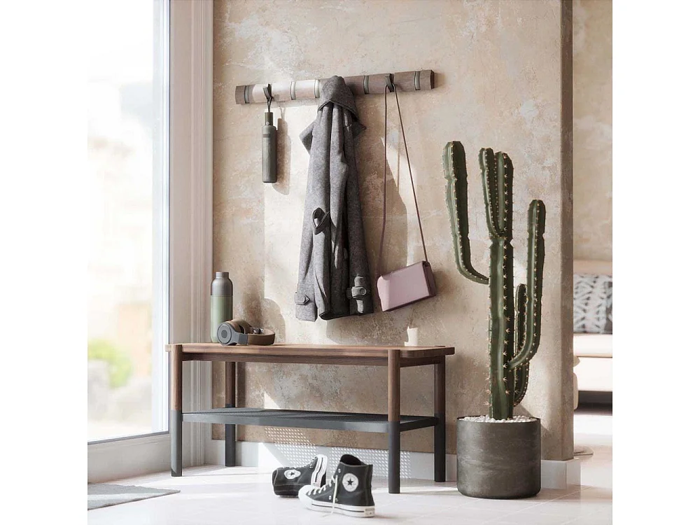 Porte manteaux Flip 8 crochets Gris / Peuplier