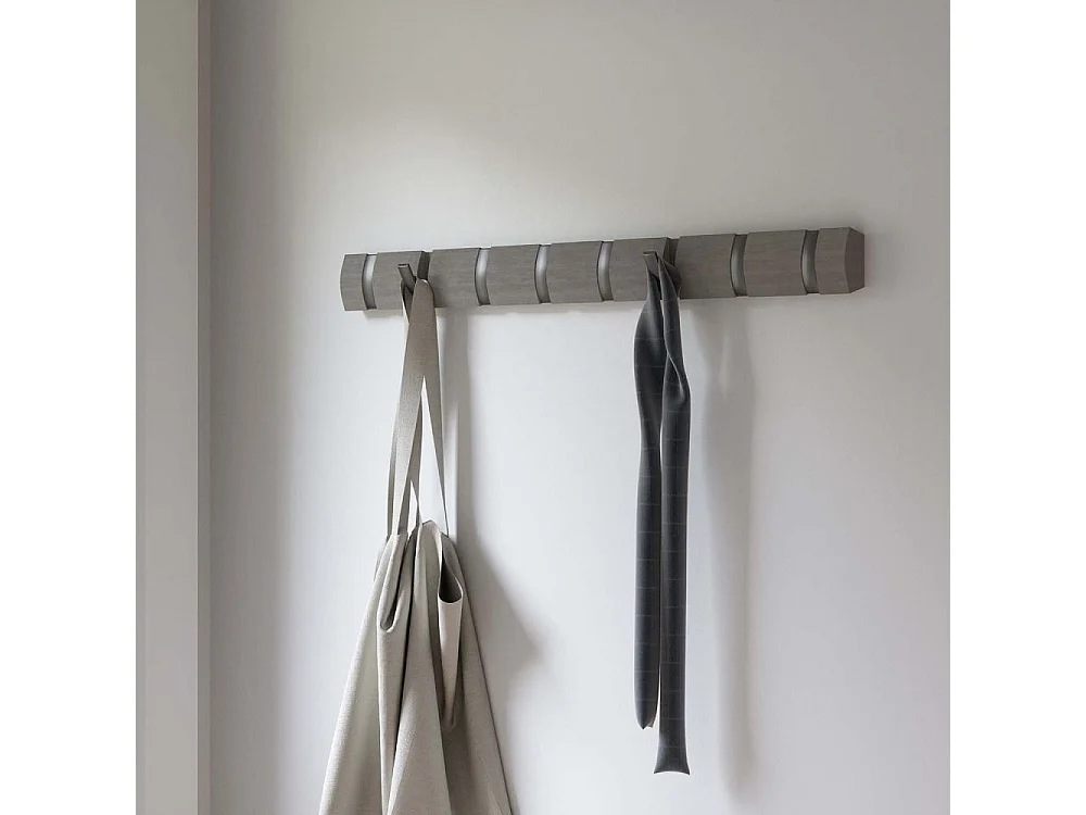 Porte manteaux Flip 8 crochets Gris / Peuplier