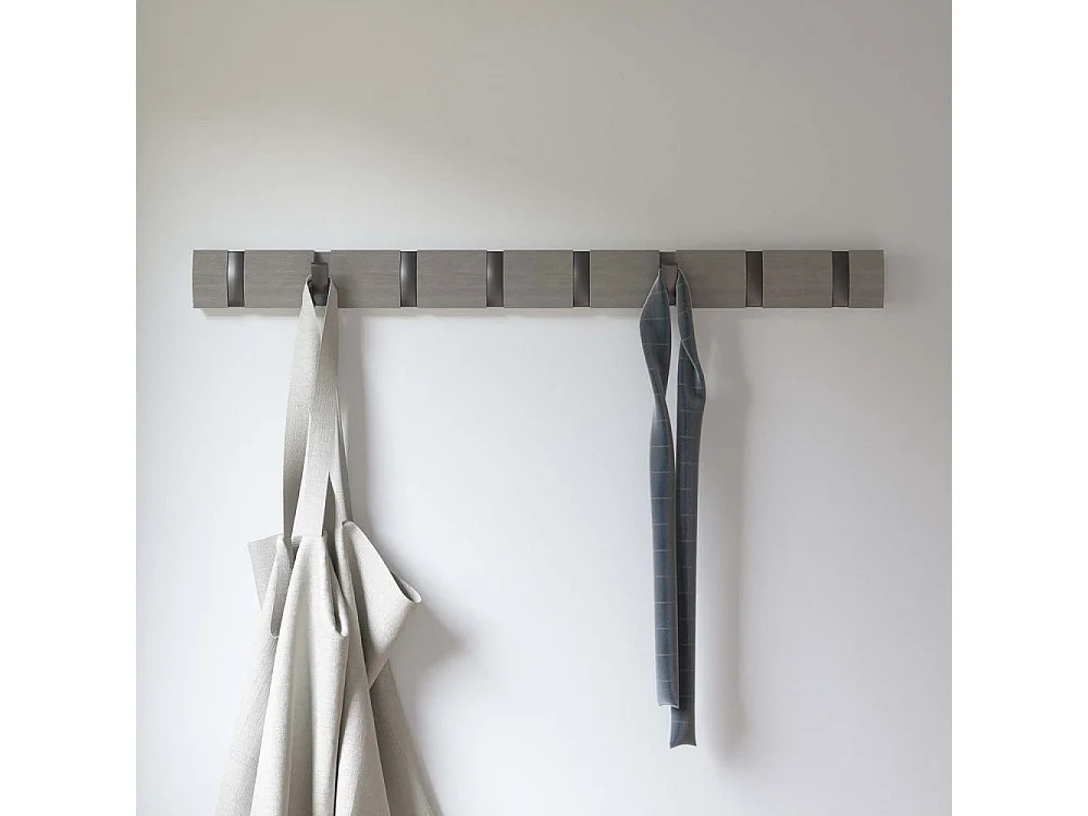 Porte manteaux Flip 8 crochets Gris / Peuplier