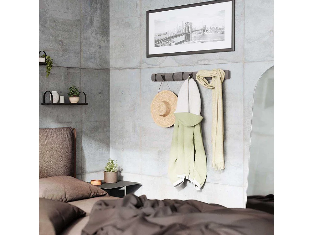 Porte manteaux Flip 8 crochets Gris / Peuplier