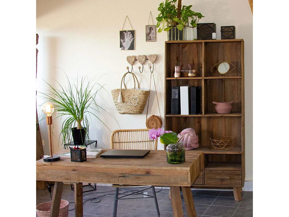 Patère coeur en manguier 3 doubles crochets