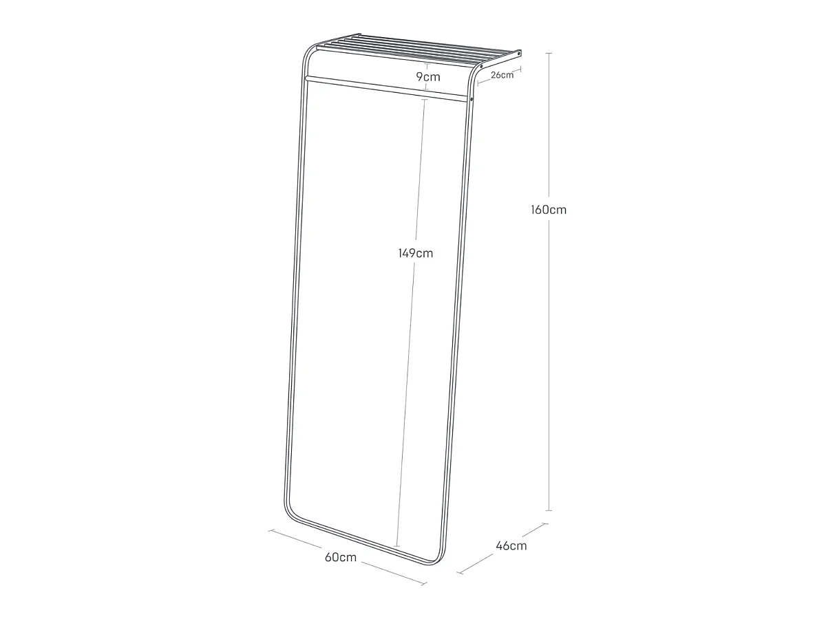 Porte-manteau incliné avec étagère H160 cm - TOWER
