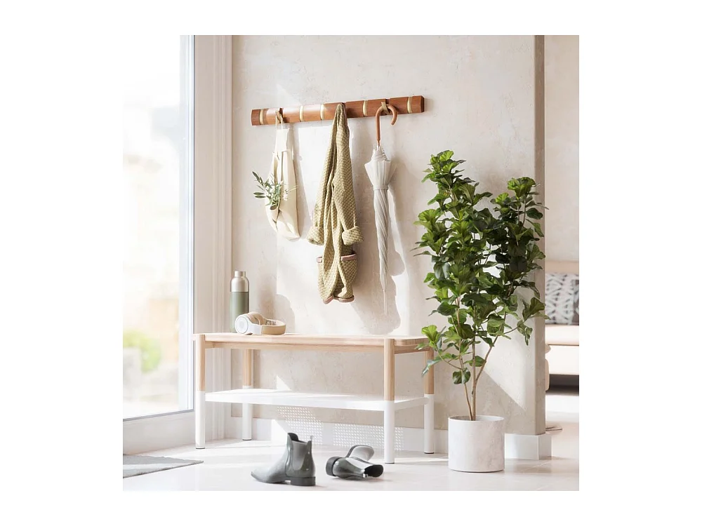 Porte manteaux Flip 8 crochets Noyer clair et doré
